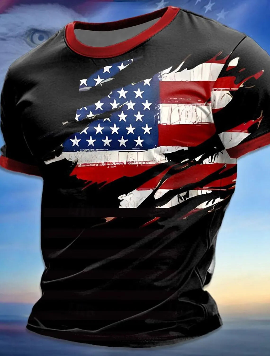 American Flag Street Style Men'S 3D Print T Shirt Tee Street American Independence Day T Shirt Crew Neck Short Sleeve Summer