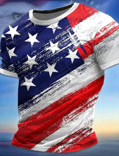 American Flag Street Style Men'S 3D Print T Shirt Tee Street American Independence Day T Shirt Crew Neck Short Sleeve Summer