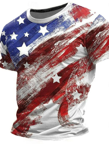 American Flag Street Style Men'S 3D Print T Shirt Tee Street American Independence Day T Shirt Crew Neck Short Sleeve Summer