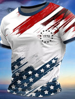 American Flag Street Style Men'S 3D Print T Shirt Tee Street American Independence Day T Shirt Crew Neck Short Sleeve Summer