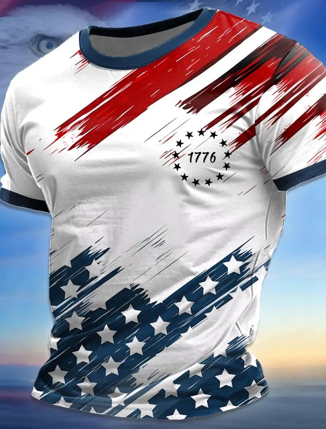 American Flag Street Style Men'S 3D Print T Shirt Tee Street American Independence Day T Shirt Crew Neck Short Sleeve Summer